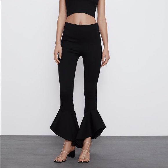 Zara TRF black ruffled cuff leggings - Picture 2 of 8